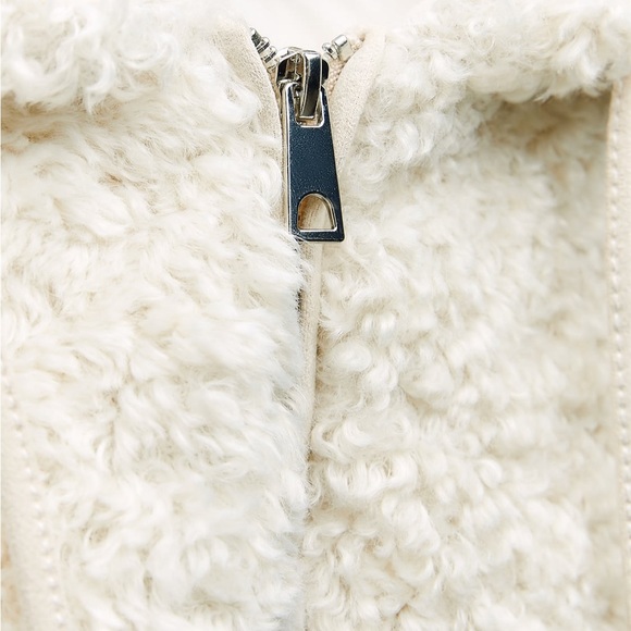 HOODED FLEECE JACKET - Ecru - Picture 6 of 11